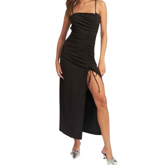 Good American Side Ruched Maxi Dress with Side Split Size Large 3 - Picture 1 of 12
